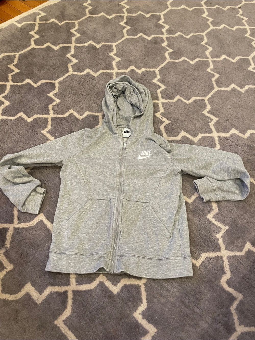 Nike Kids Grey Full-Zip Hooded Sweatshirt